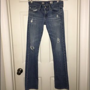 Women’s size 28 straight cut distressed jeans